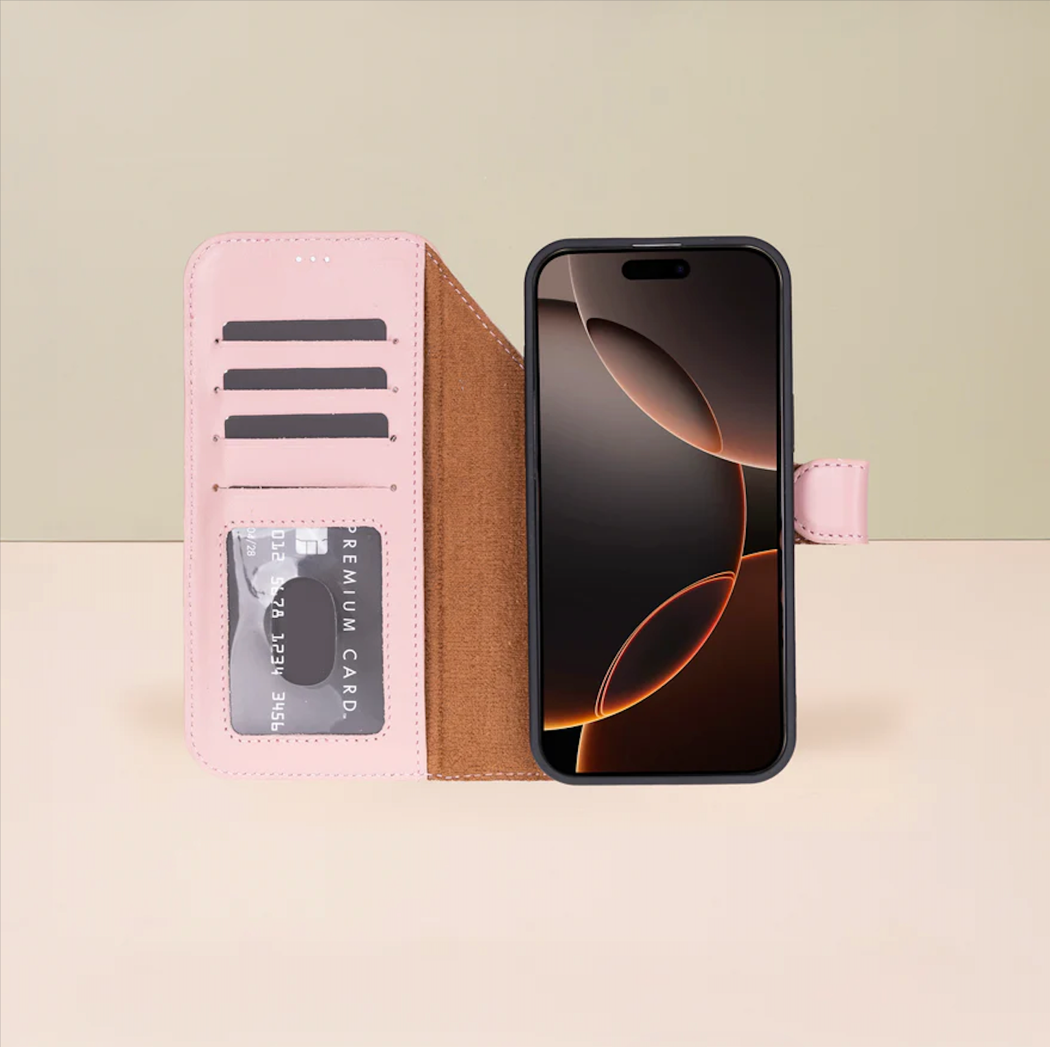 Leather iPhone 17 Pro Wallet Case – Pink - Austin